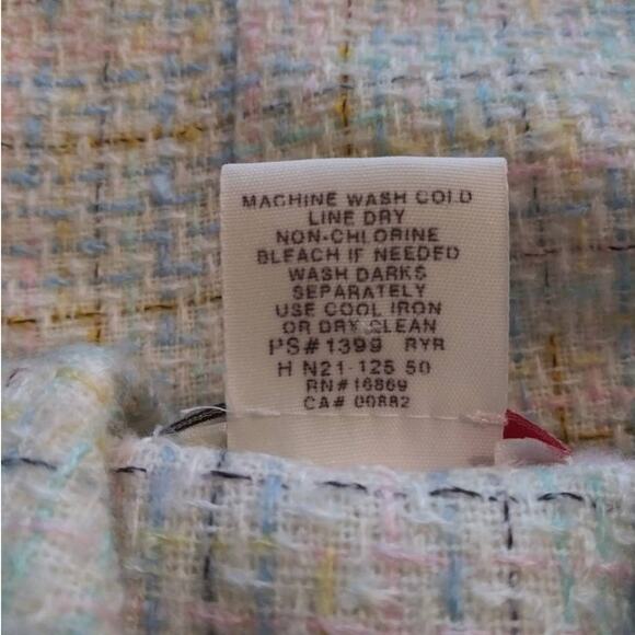 Vintage Lucia Petites Pastel Tweed Plaid Button Front Blazer Soft Girl Sz Medium - Picture 5 of 6